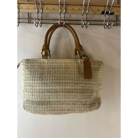 Relic natural woven crochet leather double handles zipper 12"x7" - Picture 2 of 10